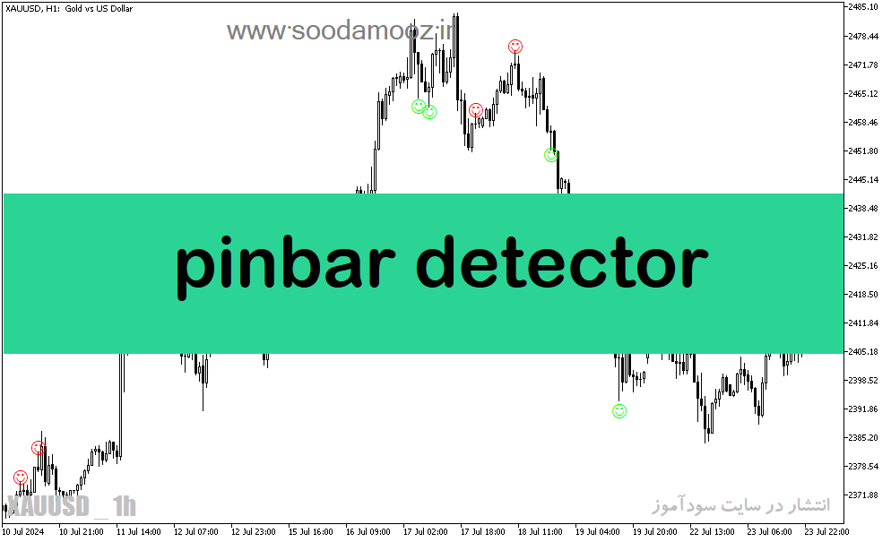 دانلود اندیکاتور پین بار برای متاتریدر5 با نام pinbar detector