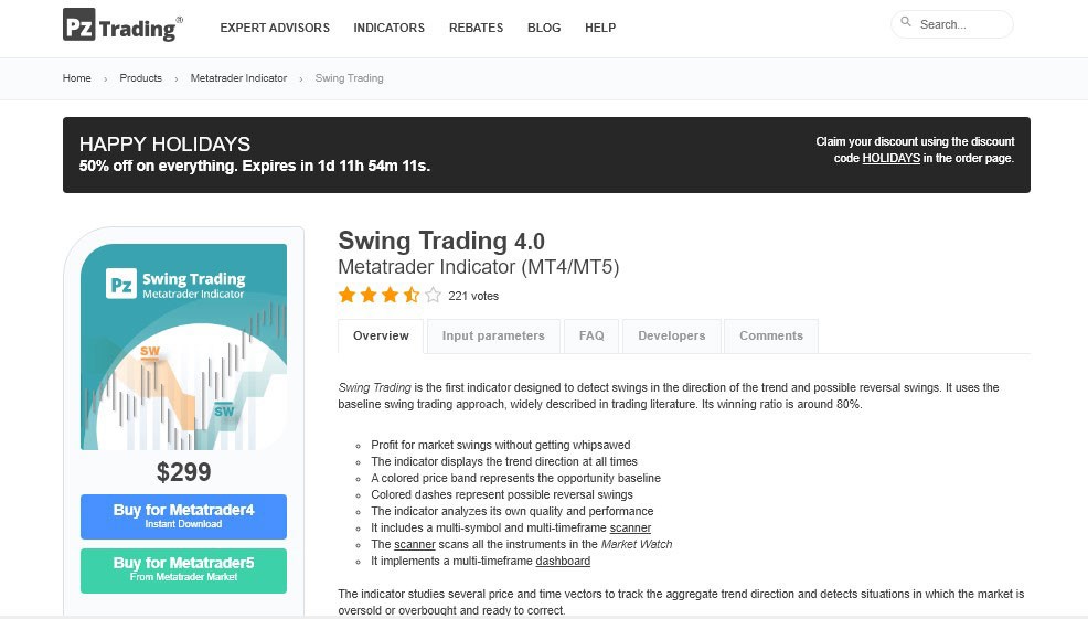 اندیکاتور تشخیص روند PZ Swing Trading برای متاتریدر 4